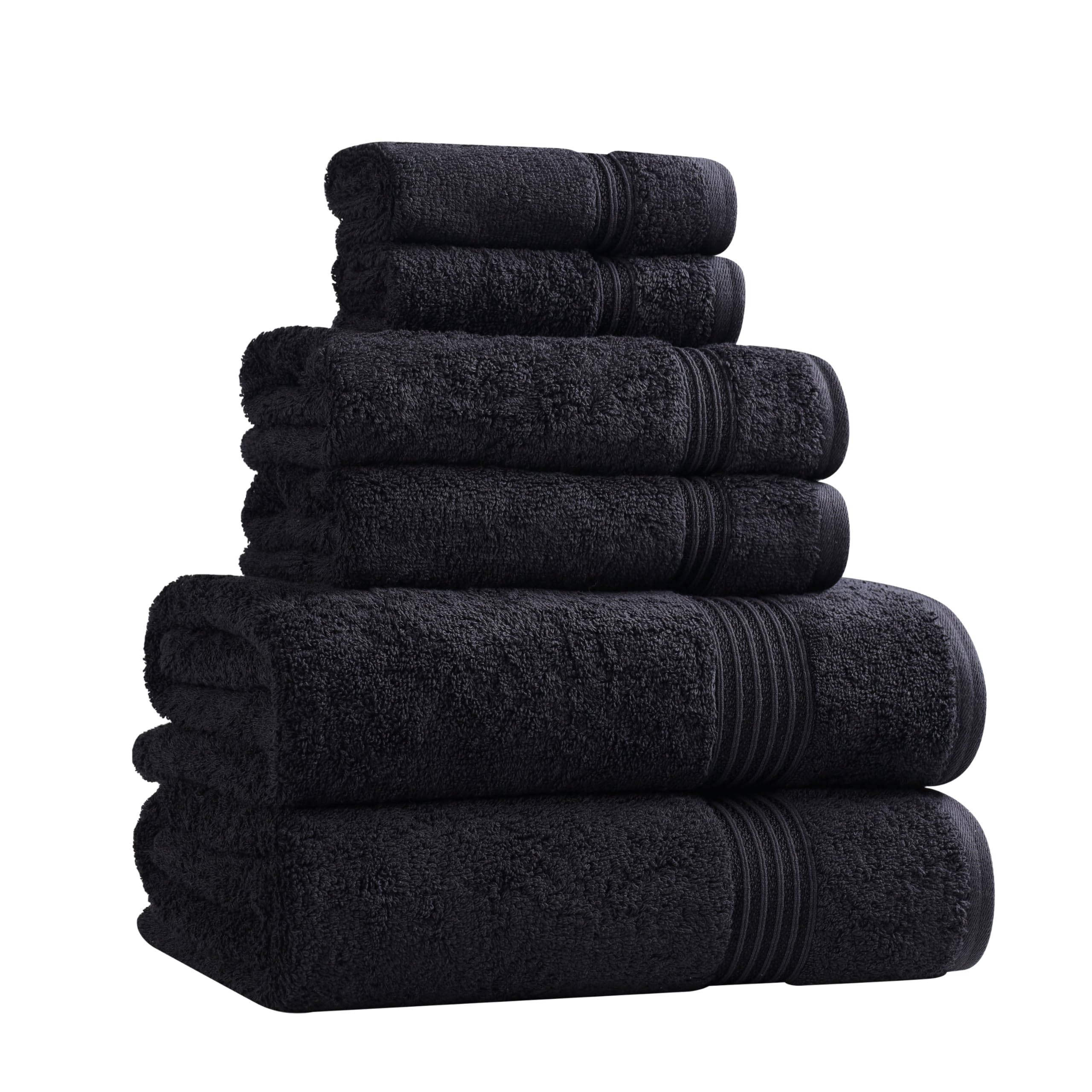 Superior 6-Piece Egyptian Cotton Bath Towel Set | Black | Jolof Store