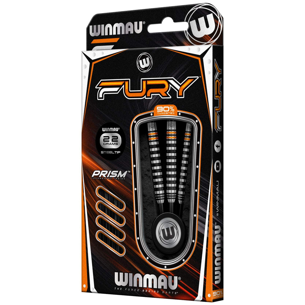 Winmau Fury 90% Tungsten Darts Set - 22g Steel Tip with Vecta Shafts