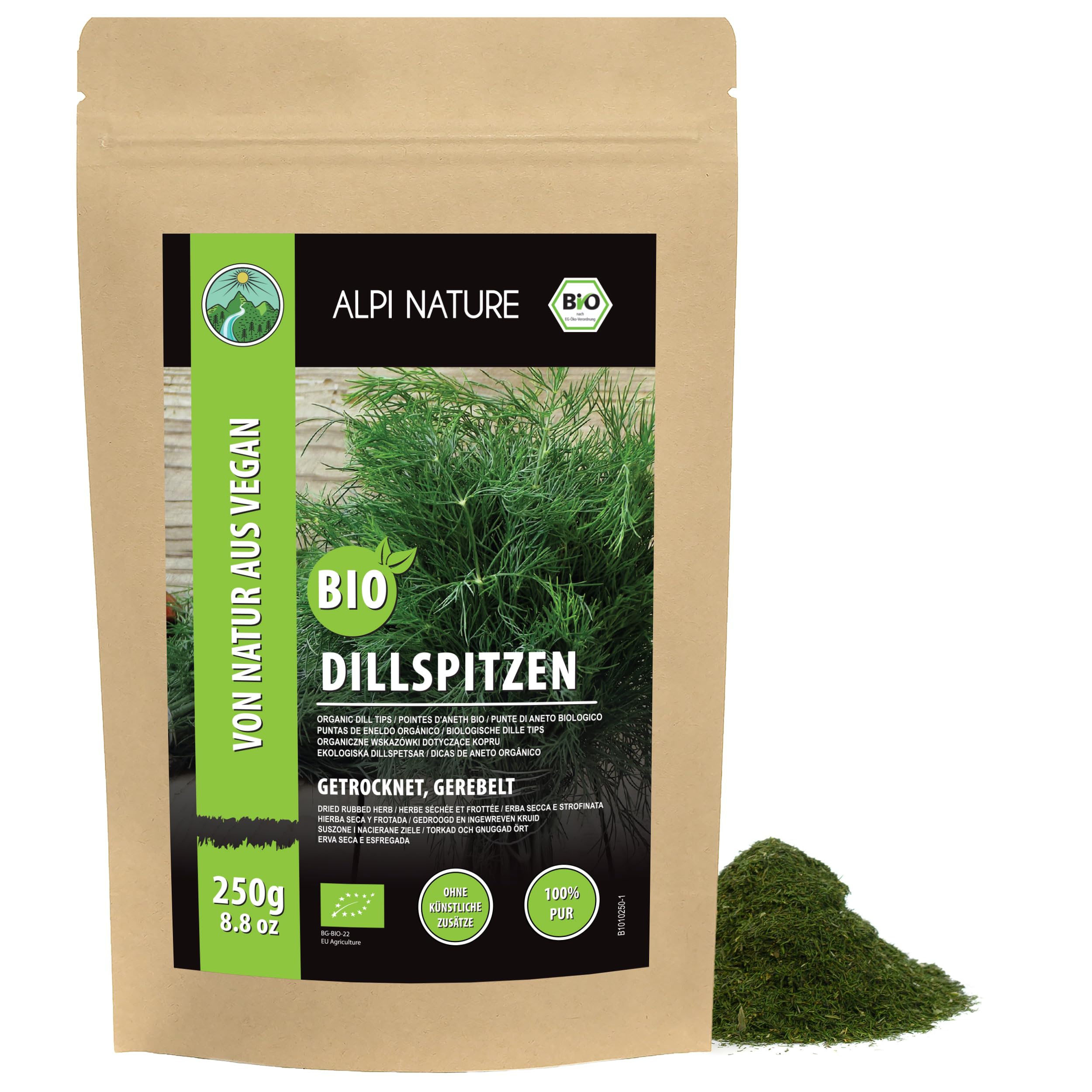 Alpi Nature Organic Dill Tips 250g | Rubbed Dill Weed for Pickles