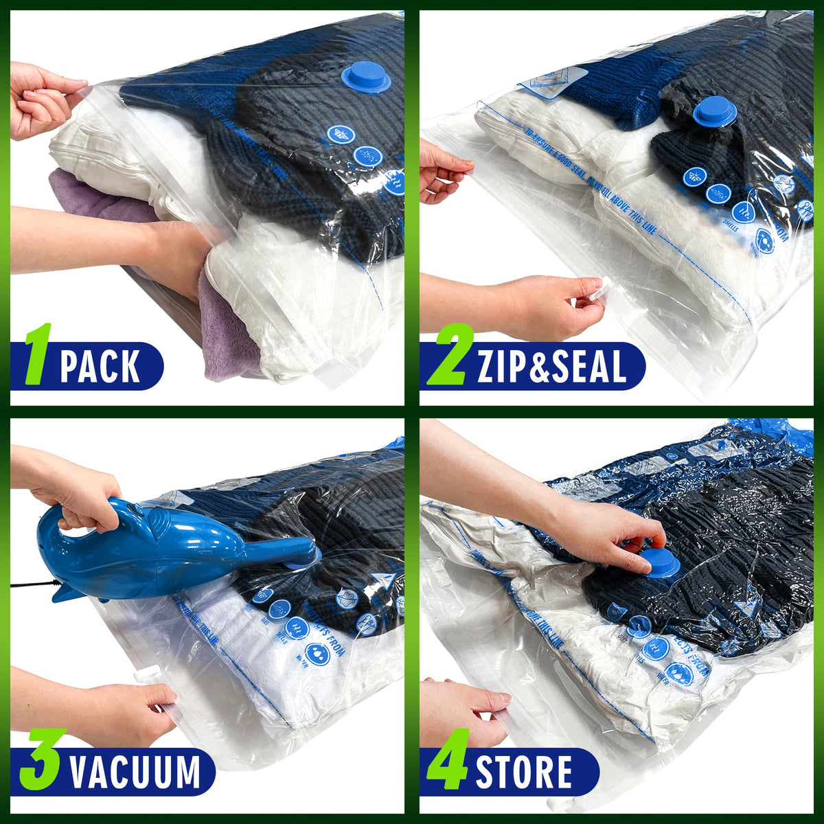 STORAGE MASTER Space Saver Bags for Travel and Home Reusable Vacuum Storage Bags Save 80% More Storage Space Work with Vacuum Cleaner - image 4