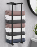LIVEHITOP Wall Mounted Towel Rack – 75cm Black Stainless Steel Holder