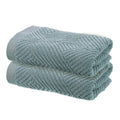 Cotton Hand Towels - 2 Pcs Grey Green Soft Absorbent 13x29"