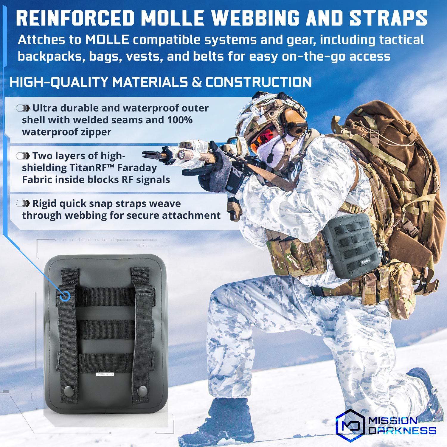 Mission Darkness Dry Shield MOLLE Faraday Pouch – Waterproof Signal Blocker