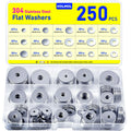 HOLMOL 250-Piece Stainless Steel Flat Washer Assortment - 15 Sizes