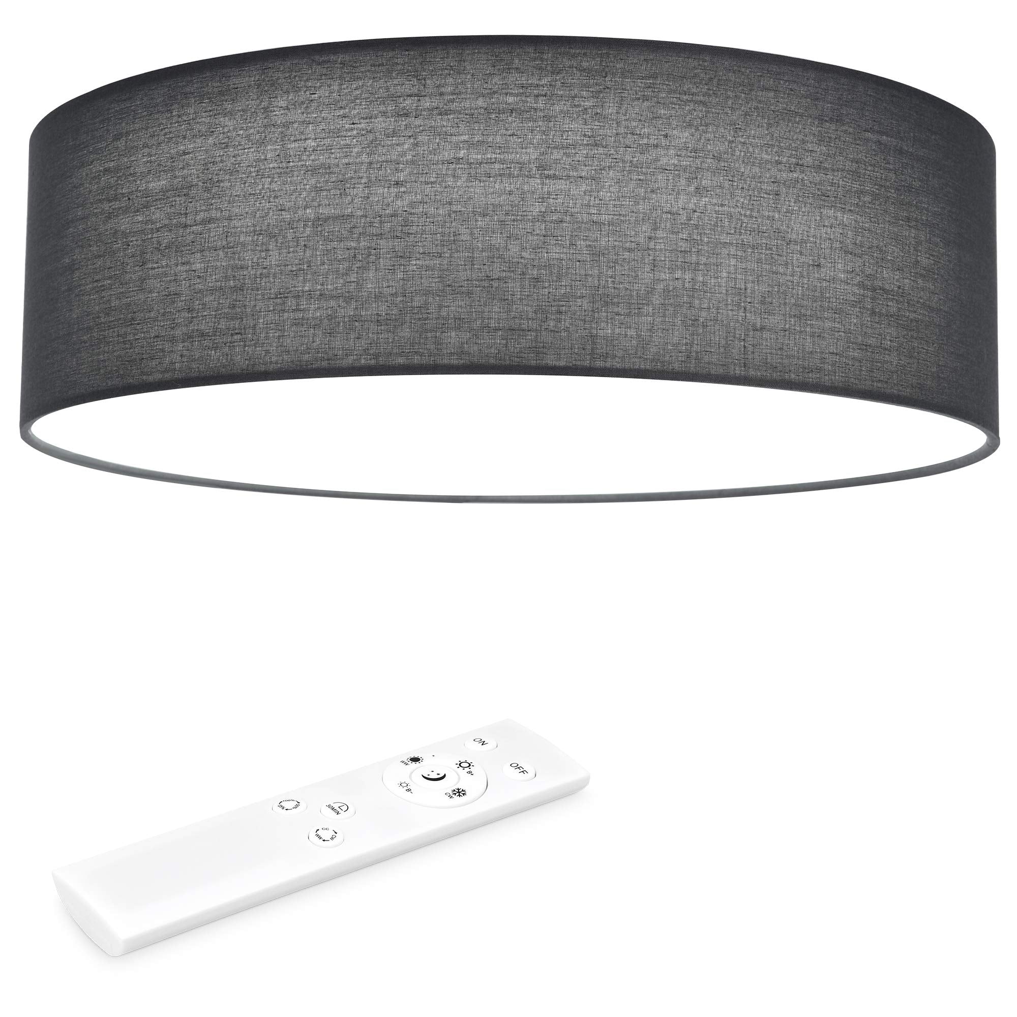 Navaris 22W LED Ceiling Light – Dimmable Flush Mount Lamp, Dark Grey