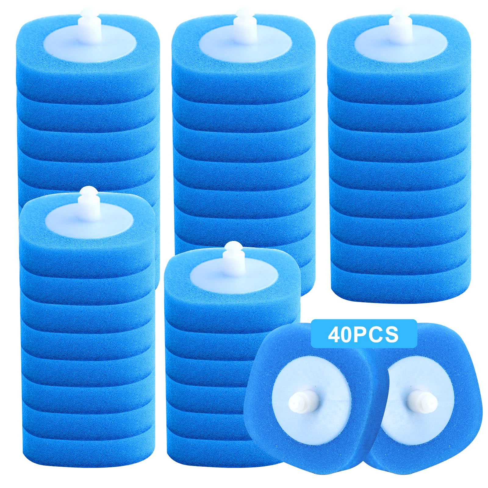 Newthinking Disposable Toilet Bowl Brush Refills - 40 Pack Scrubber Pads