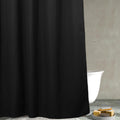 Popkozzi Black Waffle Weave Shower Curtain | Heavy Duty Fabric - 72x72