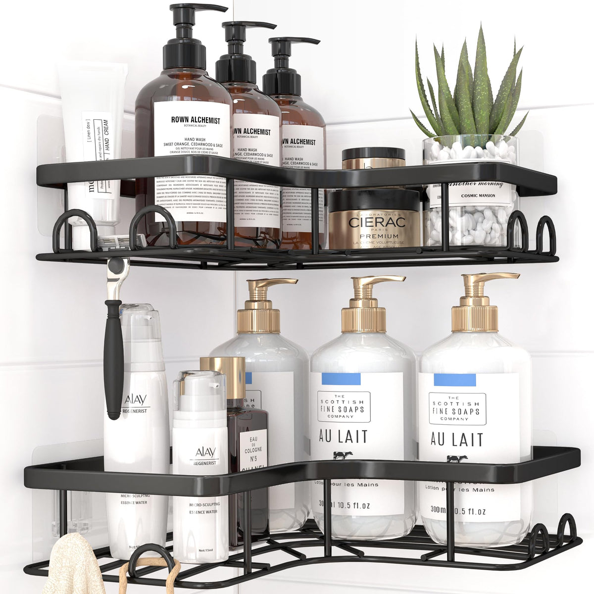 Kitsure Corner Shower Caddy, Rustproof Adhesive Shelf, Large, Black - image 1