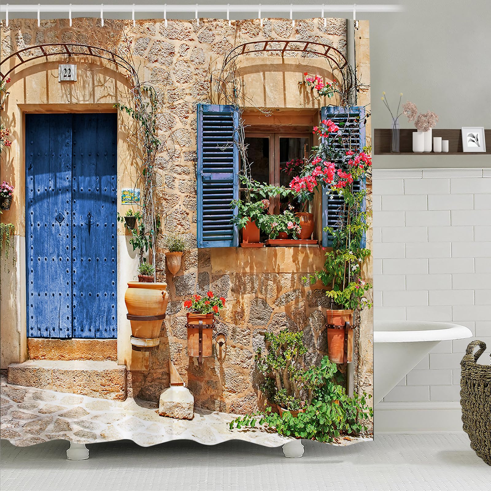 3D Garden Shower Curtain – Waterproof Floral Polyester Decor
