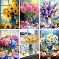 5D Diamond Painting Kits - 6 Pack Flower Art Full Drill 12x16in