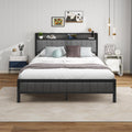 Diahomy King Size Platform Bed Frame with Storage Headboard | Dark Gray