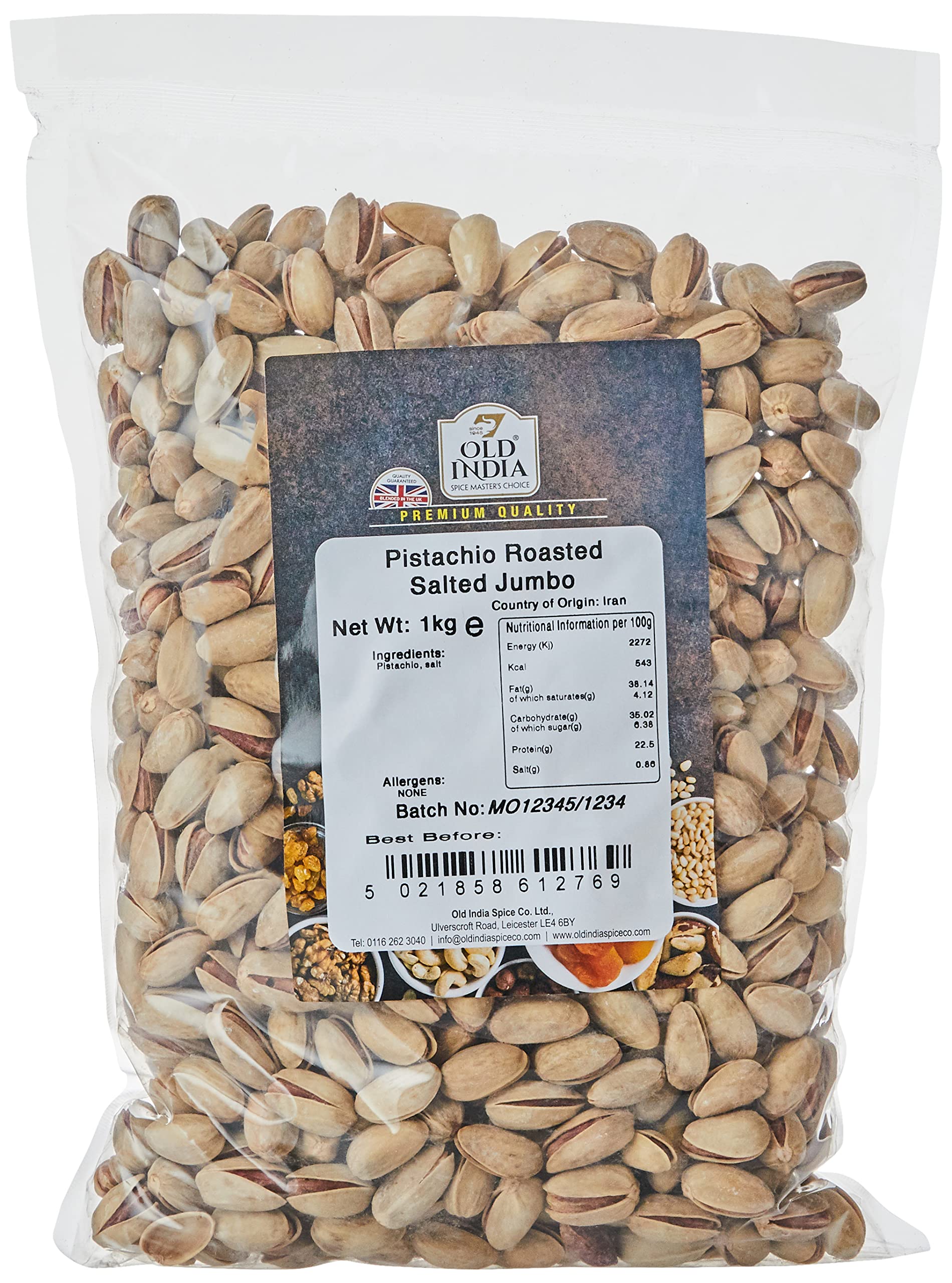 Old India Roasted Salted Jumbo Pistachios – Premium Bulk Nuts 1kg