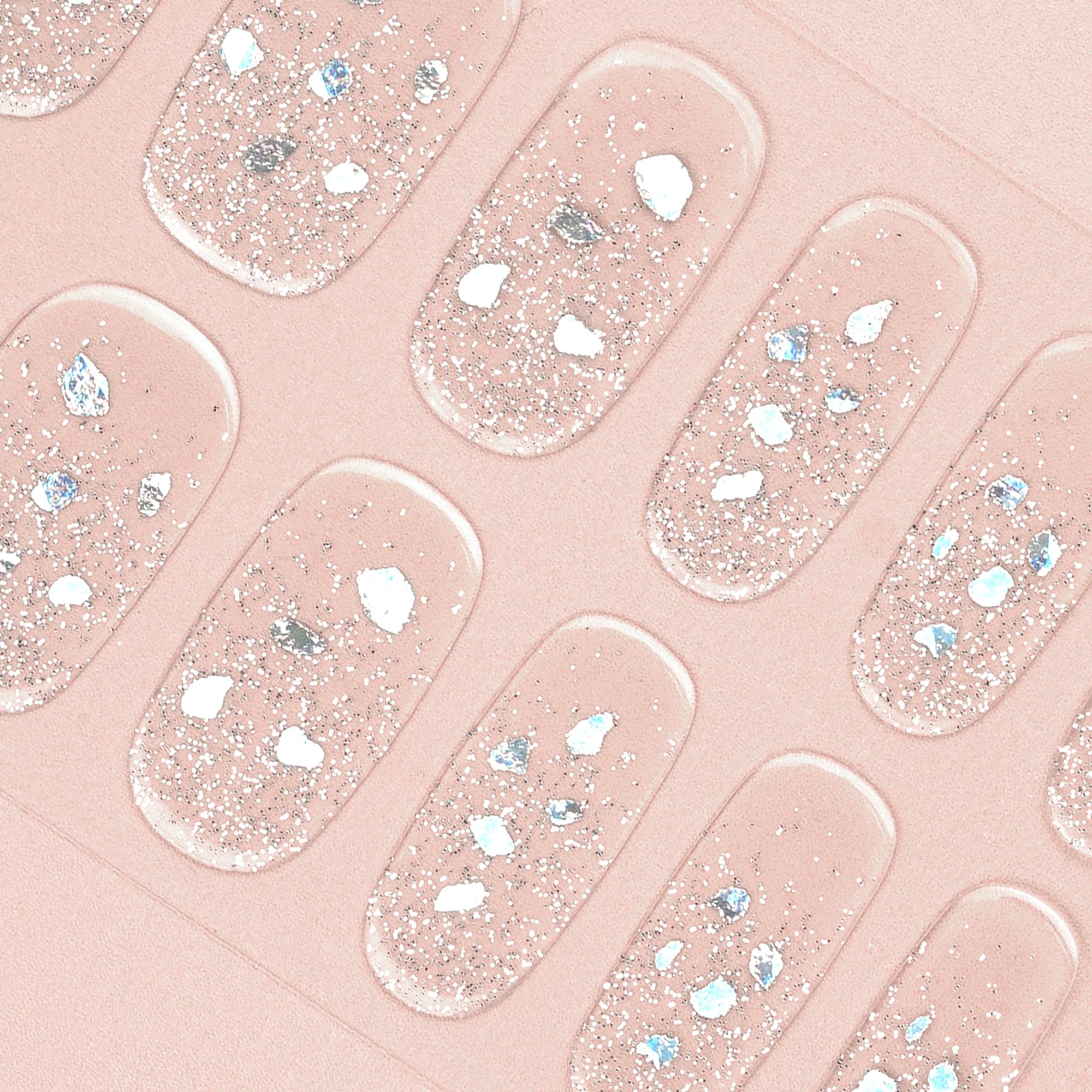 DANNI & TONI Semi Cured Gel Nail Strips – Moonlit Glamour Glitter Flakes