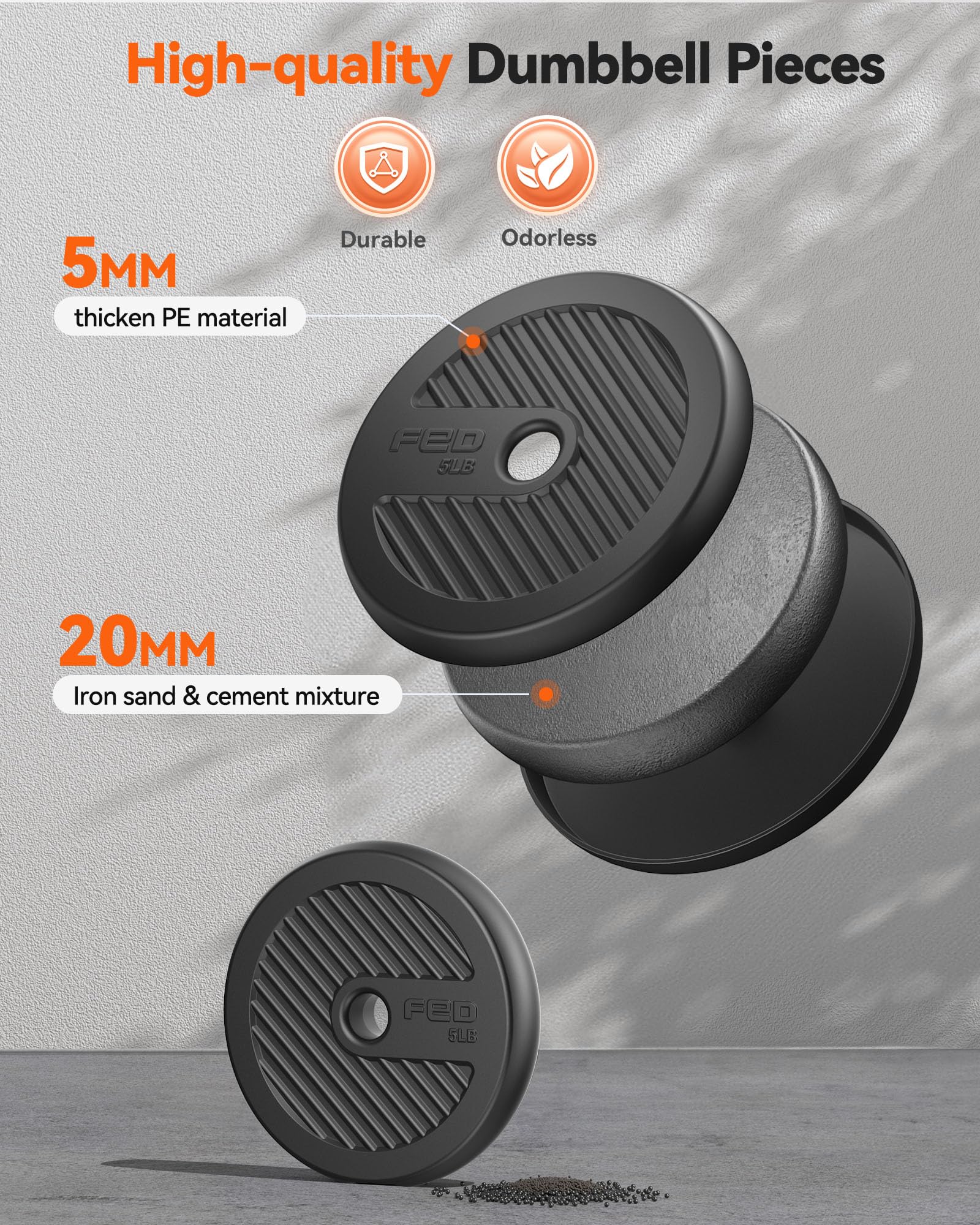 FEIERDUN 4-in-1 Adjustable Dumbbell Set | 20lbs Kettlebell & Barbell