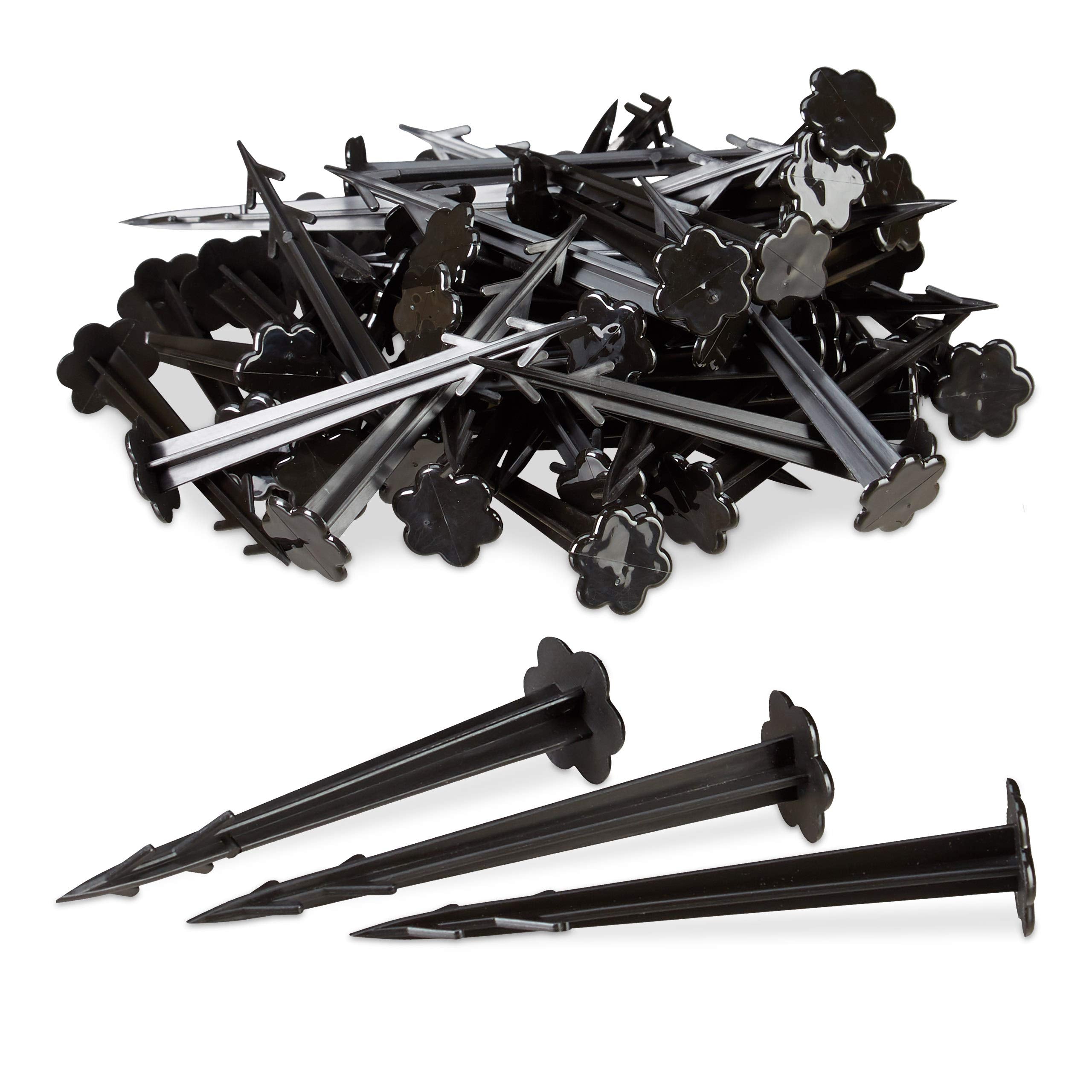 Relaxdays Plastic Securing Pegs – 100 Pack Weed Control Fabric Stakes