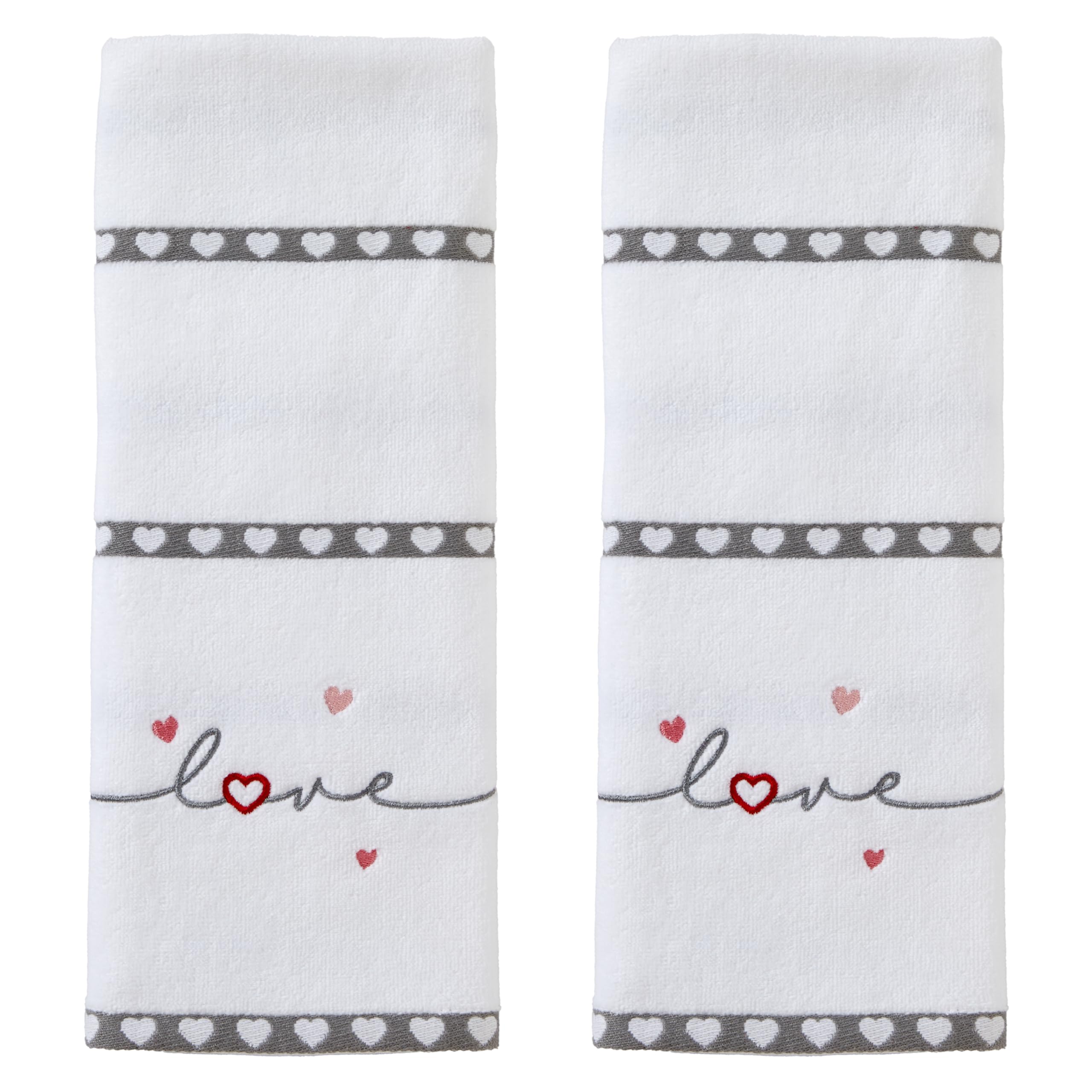 SKL Home Heart in Love Cotton Hand Towel Set | 2-Piece Velour Set
