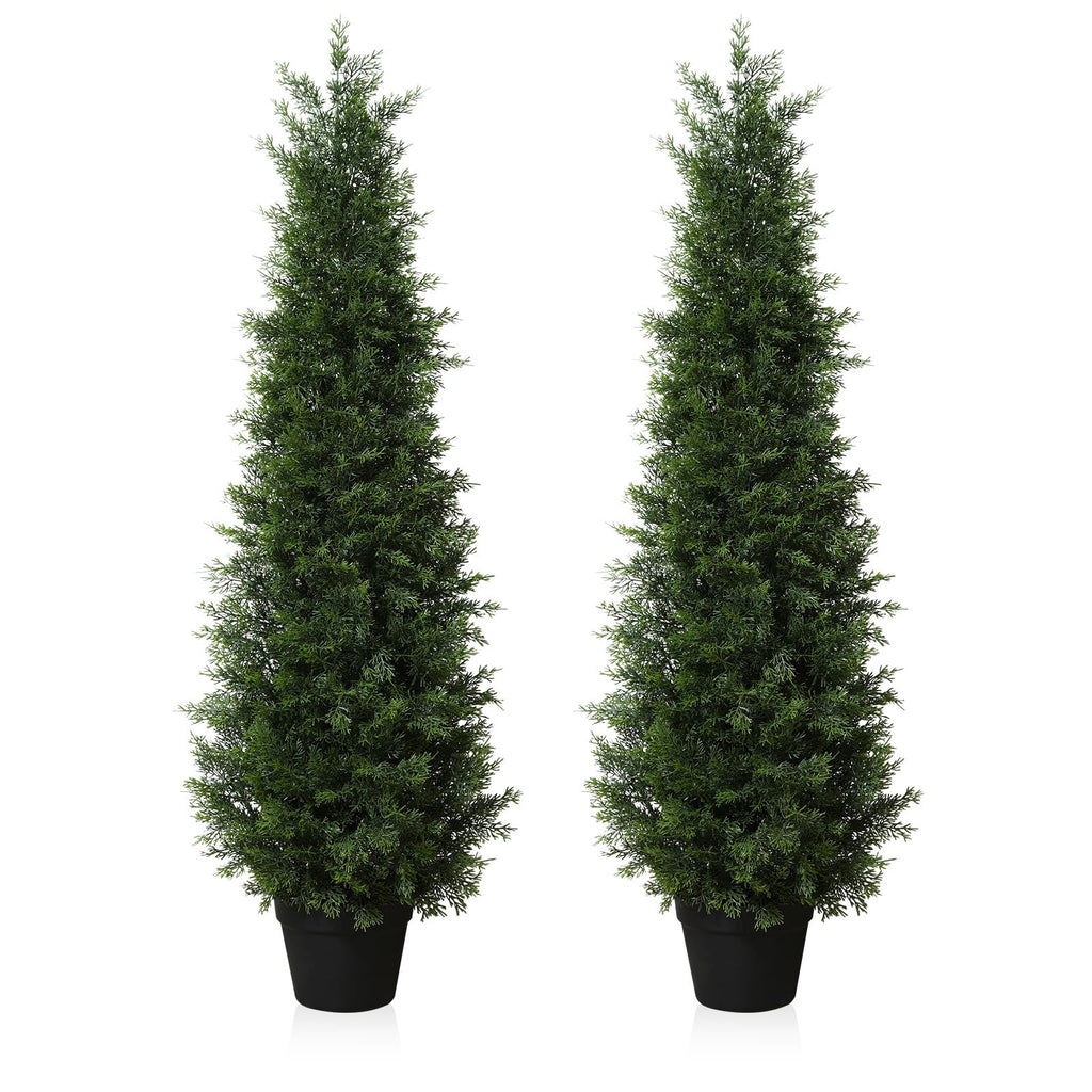 Fopamtri 120cm Artificial Cypress Tree | UV Resistant Fake Cedar - 2 Pack