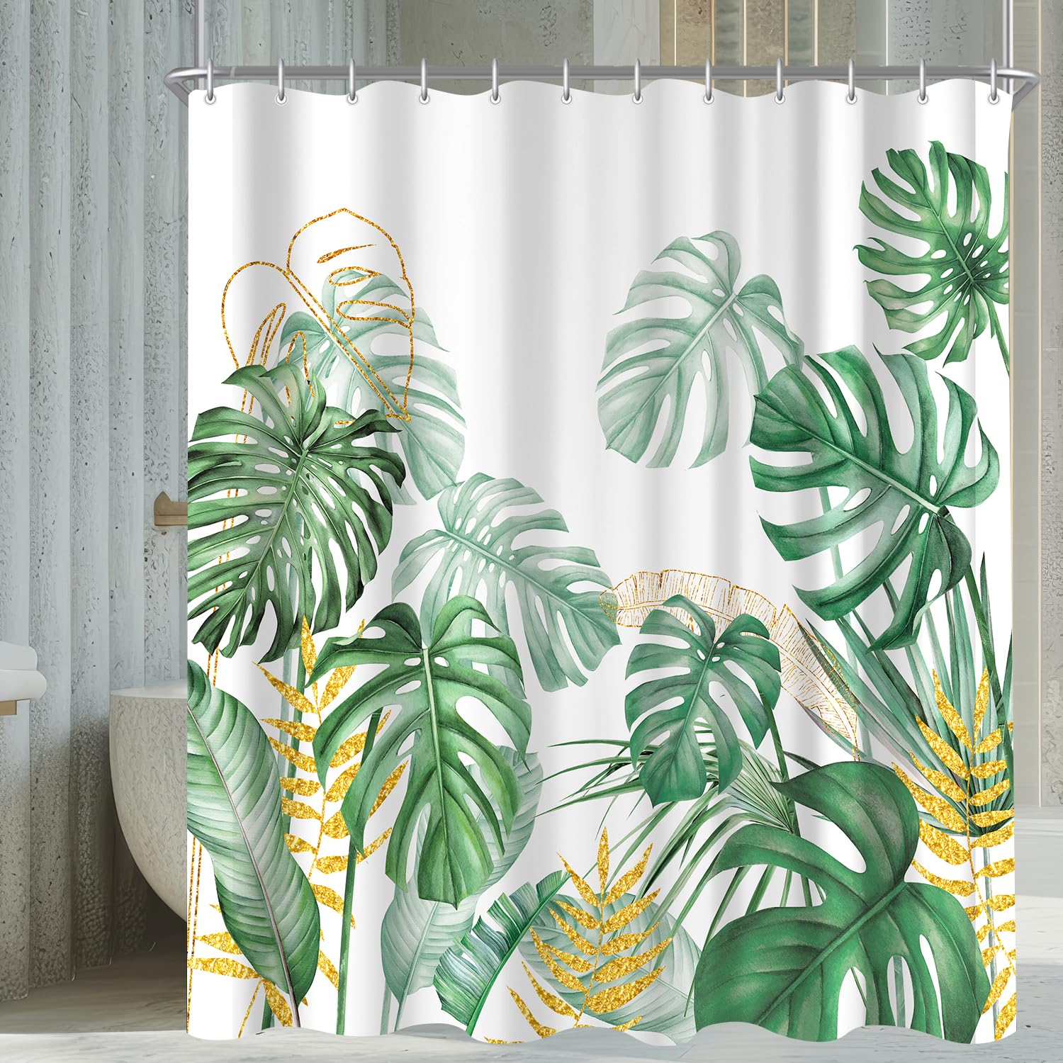 Bamboo Leaf Shower Curtain | Anti-Mould Polyester | 240x200cm