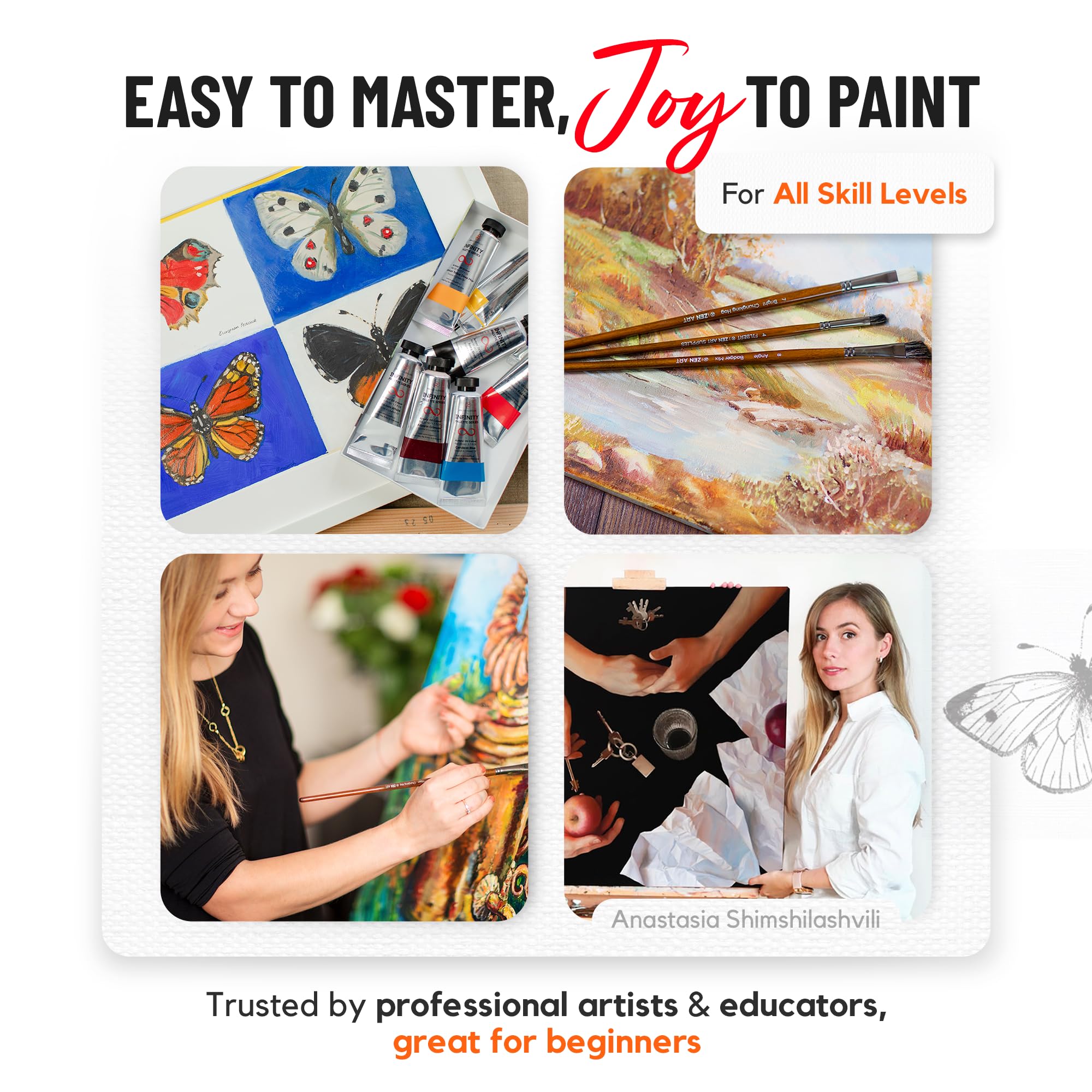 ZenART Professional Oil Paint Set – 8 x 50ml Non-Toxic Artist Tubes