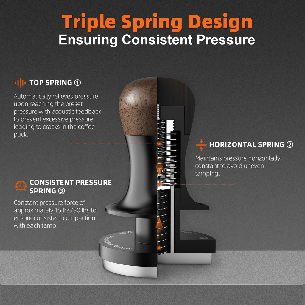 MHW-3BOMBER 51mm Calibrated Espresso Tamper | 30lb Spring Loaded Tool