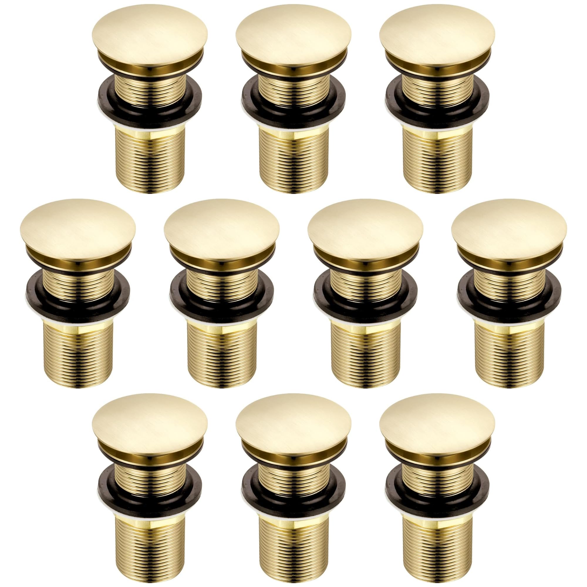 Xcel Home Brushed Gold Unslotted Basin Waste | Brass Click Clack Plug