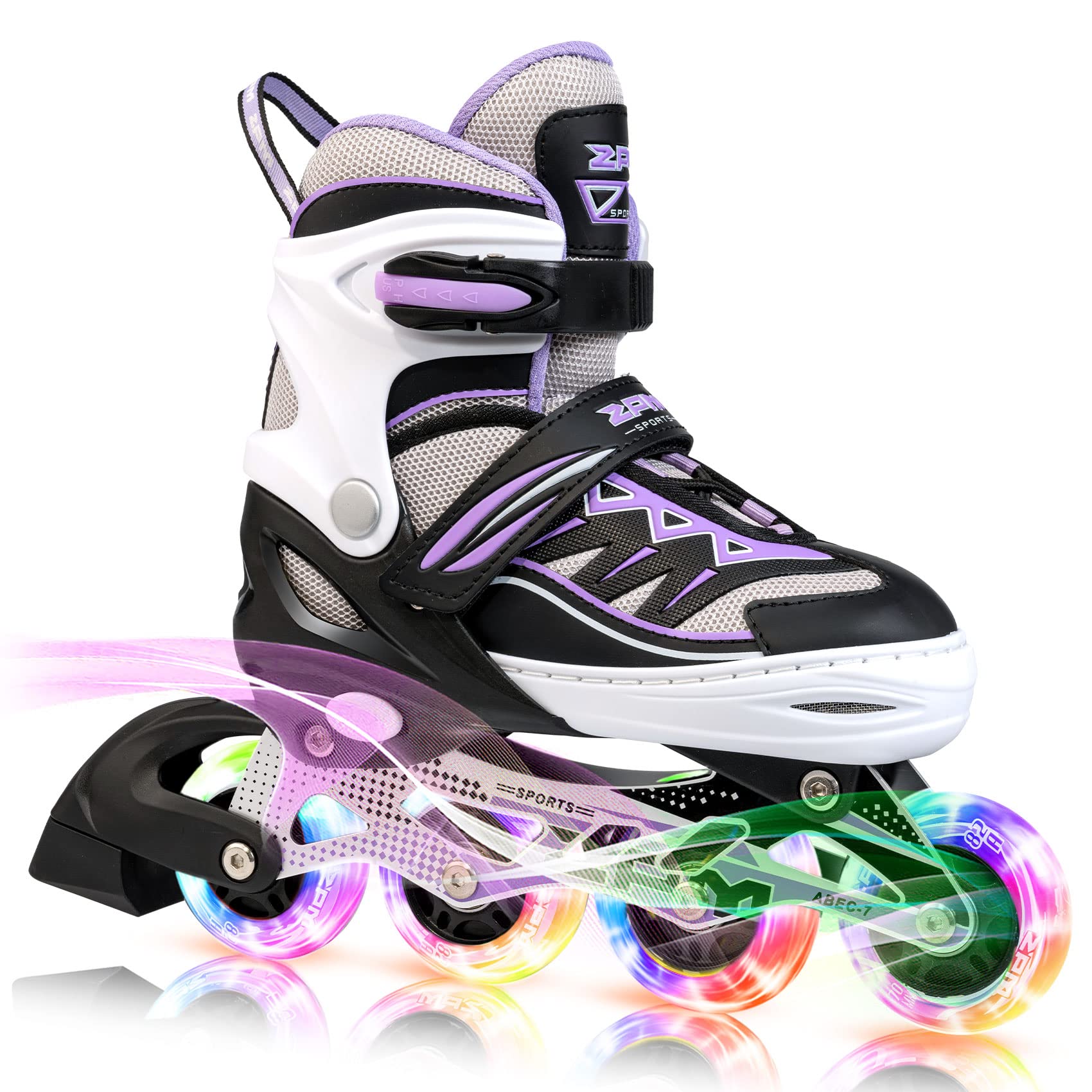 2pm Sports Light up Inline Skates - Adjustable Beginner Skates, Purple