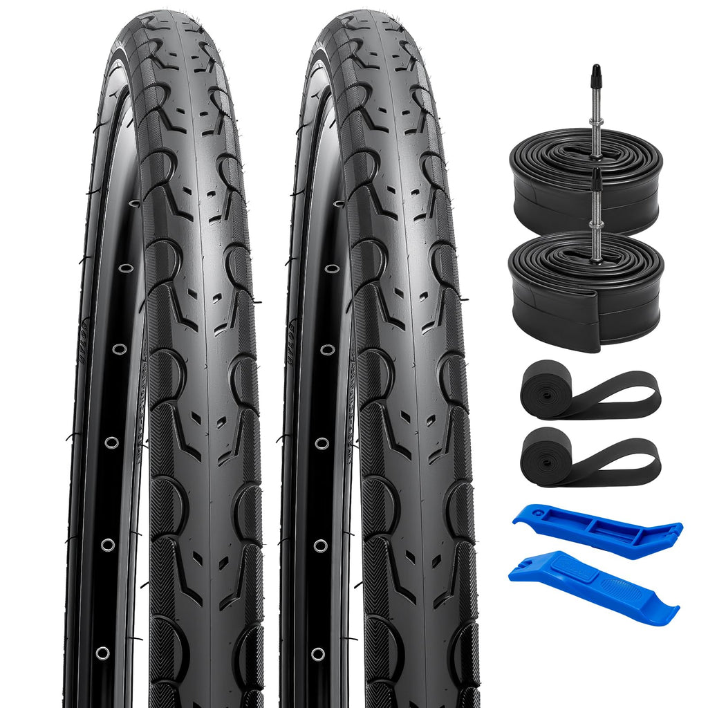 YunSCM 700x28C Road Bike Tyres and Tubes Set | 60mm Presta Valve | 2-Pack