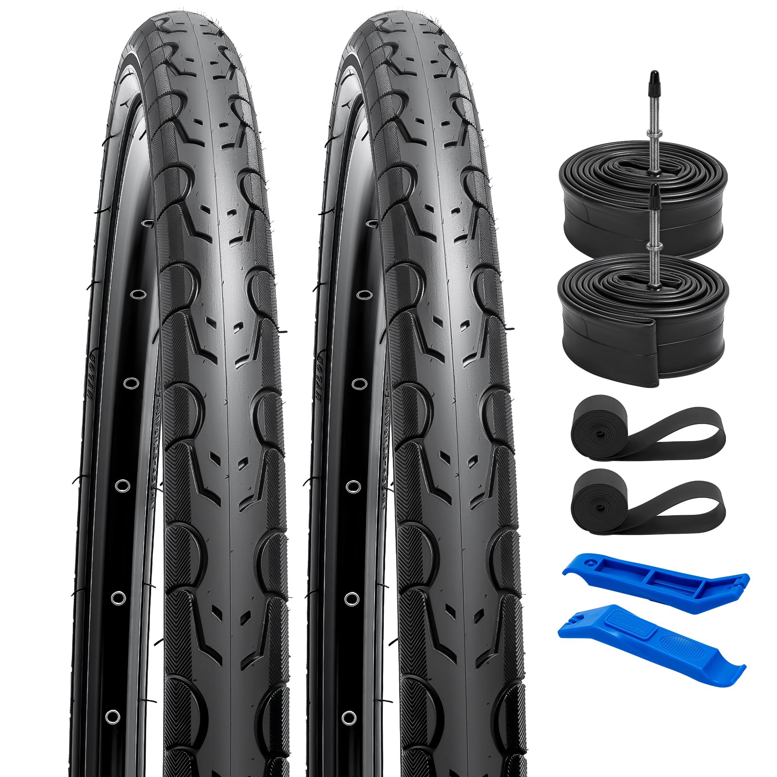 YunSCM 700x28C Road Bike Tyres and Tubes Set | 60mm Presta Valve | 2-Pack