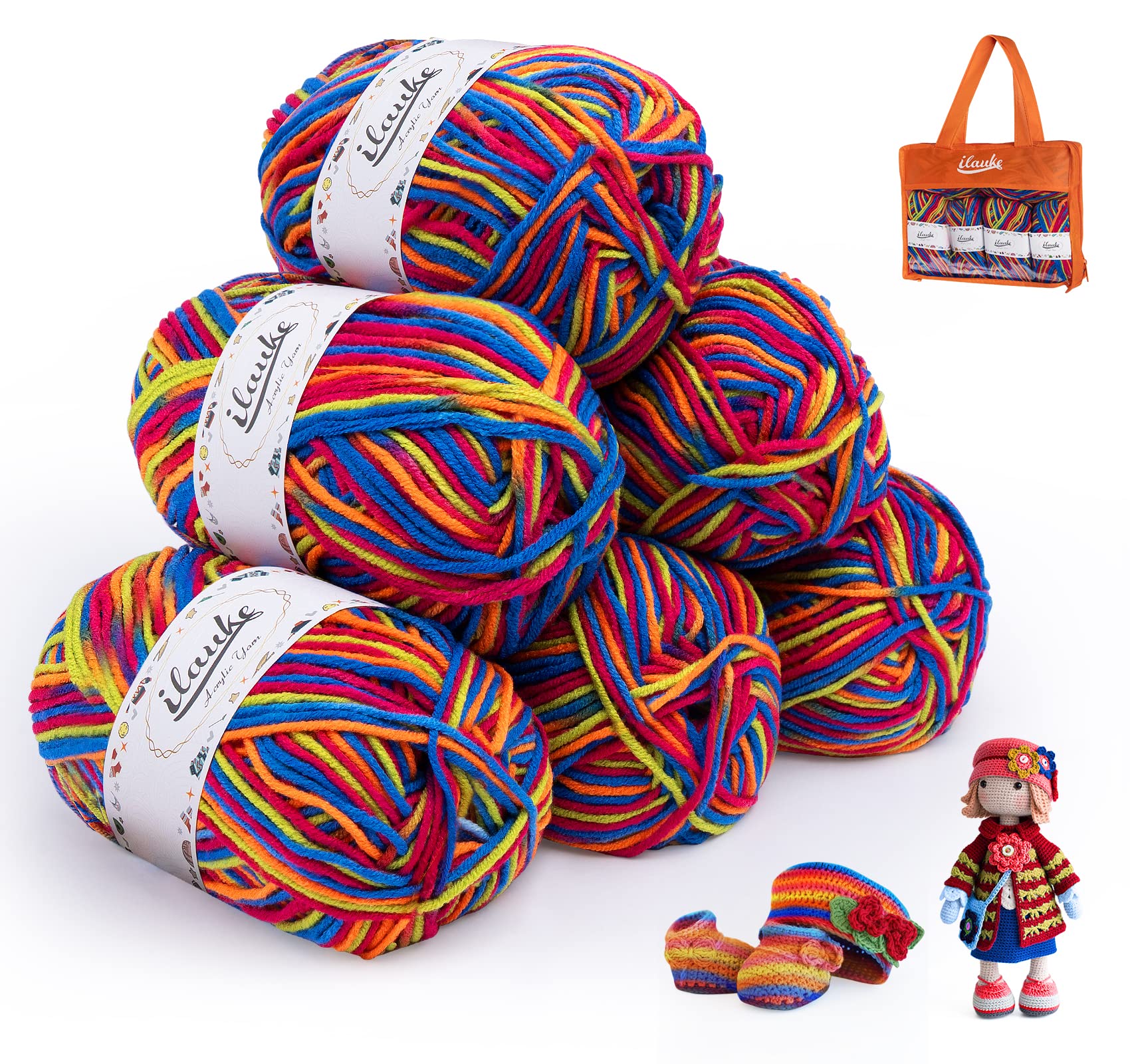 ilauke 6x50g Crochet Yarn Pack | 4-Ply Acrylic Wool for Knitting & DIY