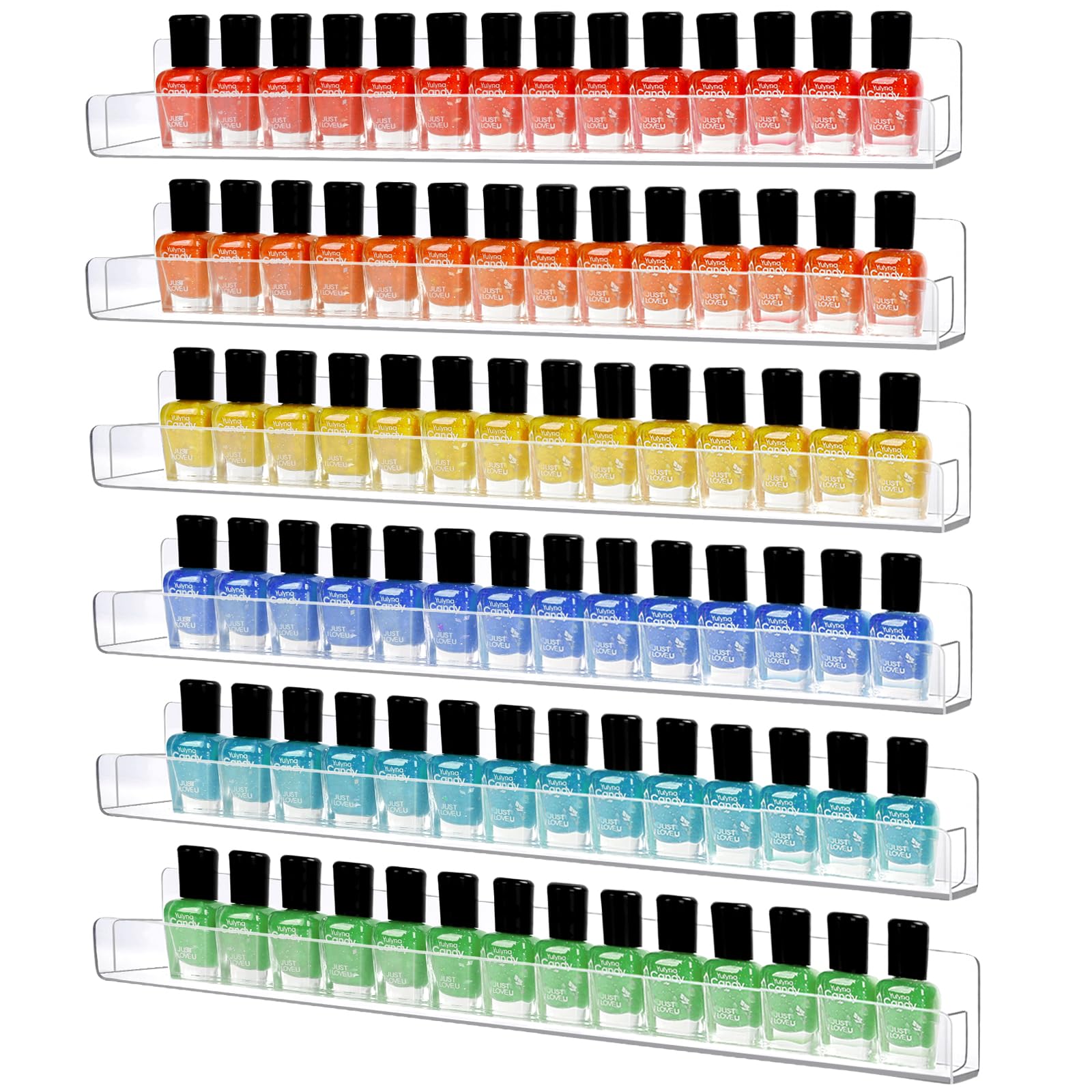AumVum 6 Tier Acrylic Wall Mounted Nail Polish Rack & Organizer
