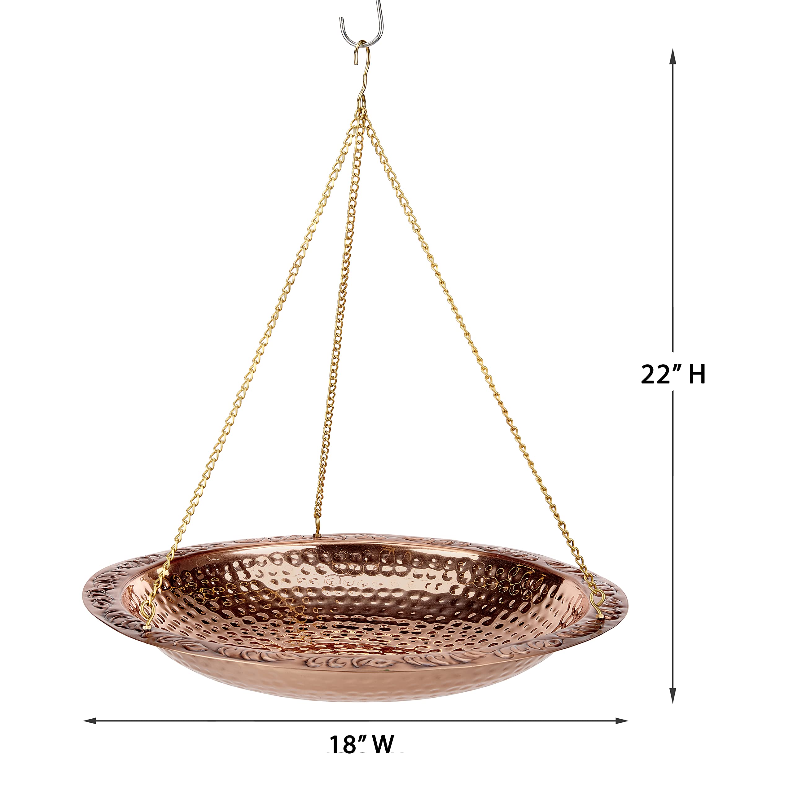 Good Directions 18" Hanging Bird Bath – Pure Copper Artisan Bowl