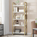 YITAHOME 5-Tier Industrial Bookcase | Gold Metal Frame Storage Shelf