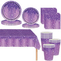 Purple Glitter Diamond Party Tableware - 81pc Dinnerware Set