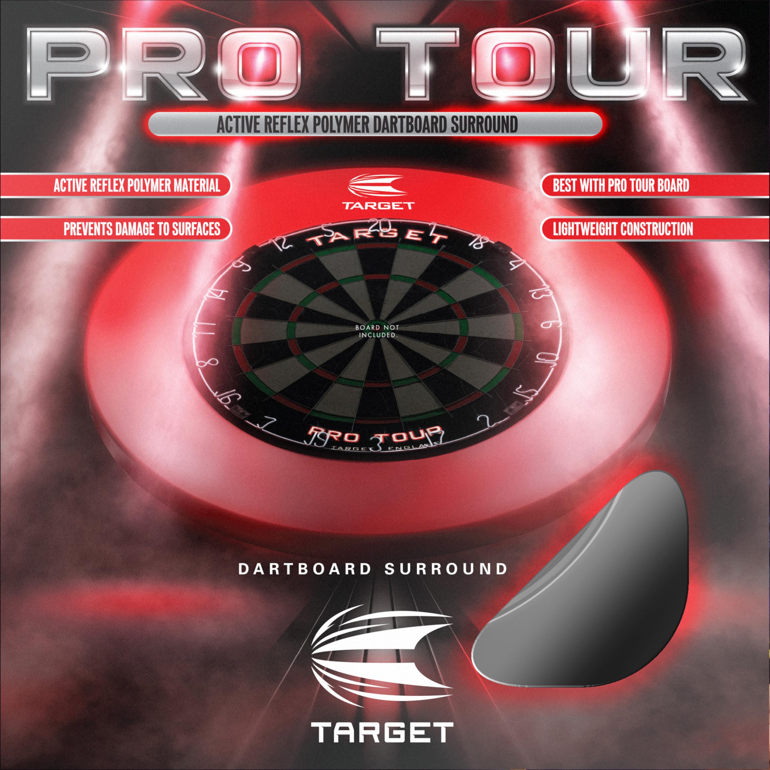 Target Darts Pro Tour Dartboard Surround – Black Polymer Wall Guard