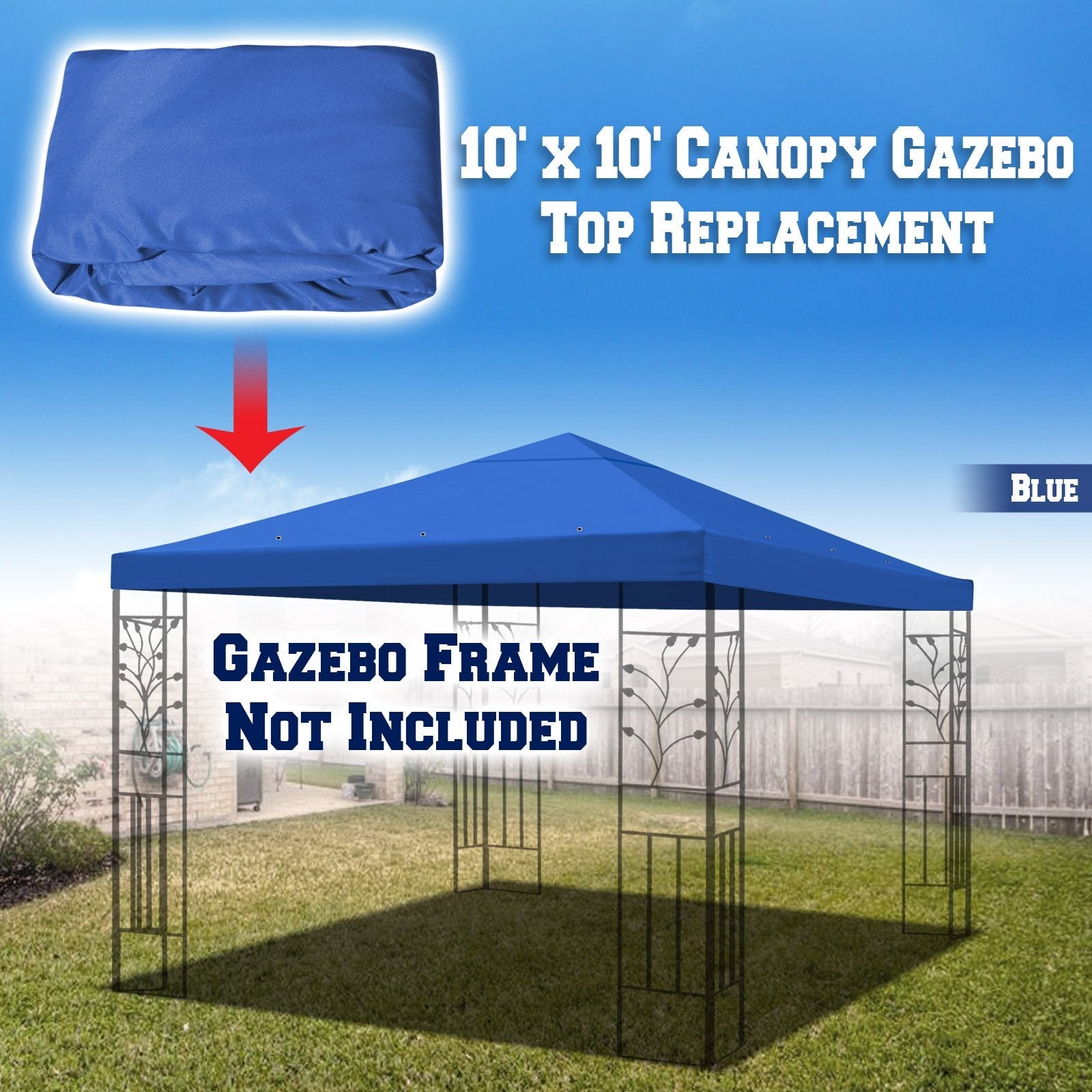 BenefitUSA 10x10 Gazebo Canopy Replacement - UV Protection, Blue