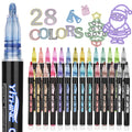 YITHINC 28 Color Outline Glitter Pens | Metallic Double Line Markers