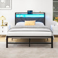 VERFARM 4ft6 Double Bed Frame with LED Storage Headboard & Charging Station