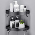 GERUIKE Matte Black Corner Shower Caddy – No Drill Adhesive Shelf 2 Pack