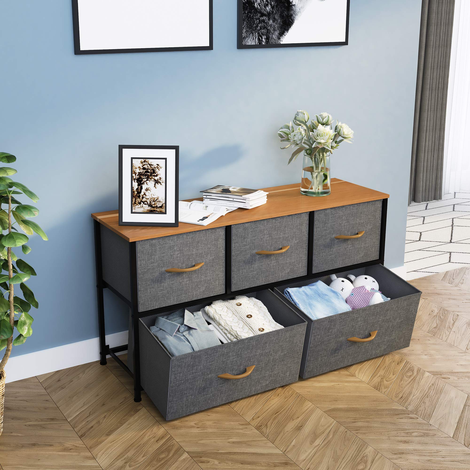 YITAHOME 5-Drawer Fabric Dresser | Metal Frame Storage Organizer