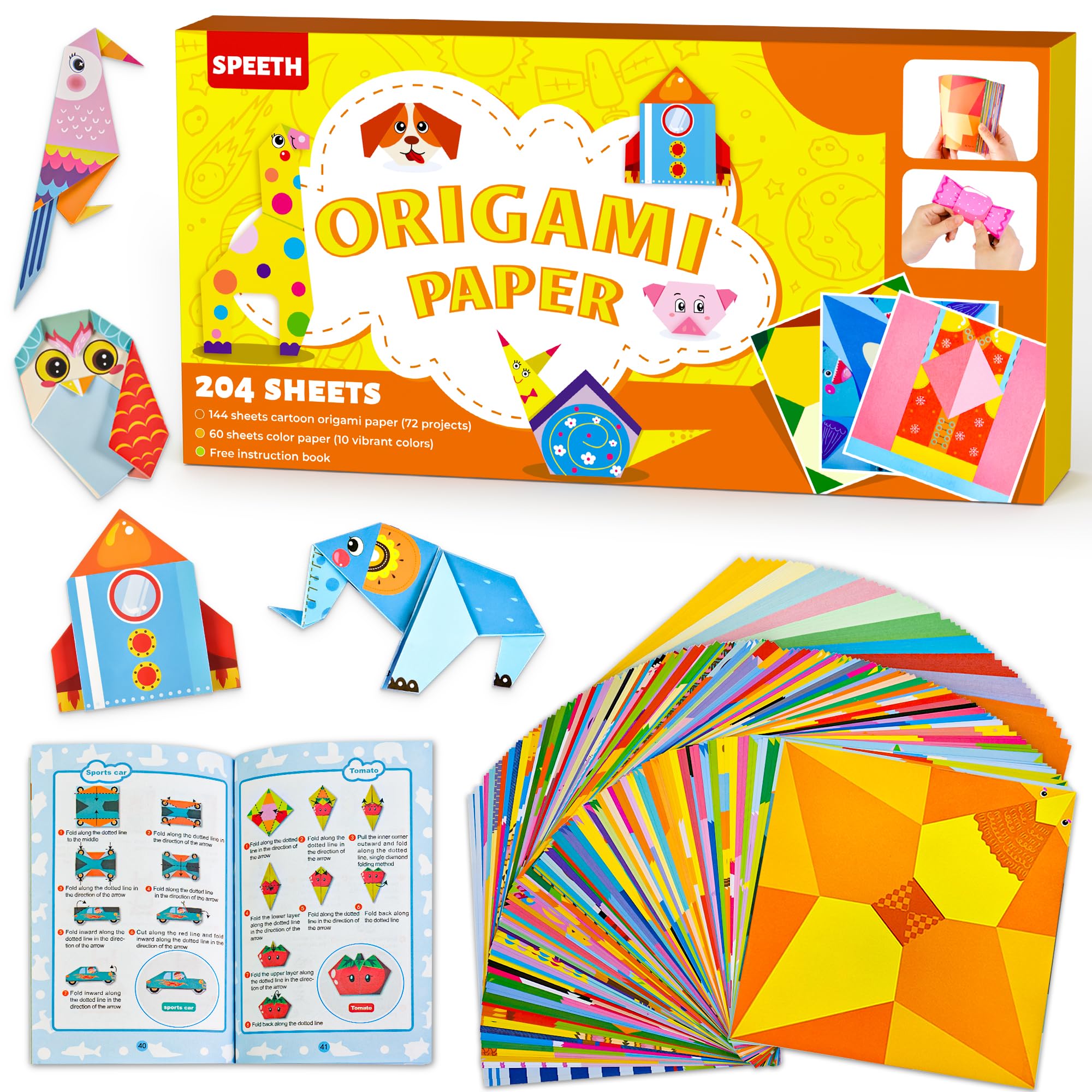Jolof Store Origami Kit for Kids – 204 Sheets DIY Art & Craft Set