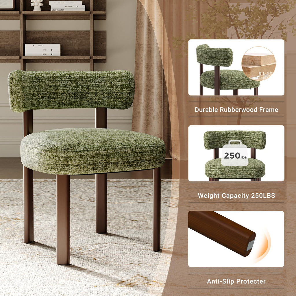 COLAMY Wooden Dining Chairs Set of 4, Fabric Chairs for Dining Room with Open Curved Backrest and Thick Seat Cushion - image 3
