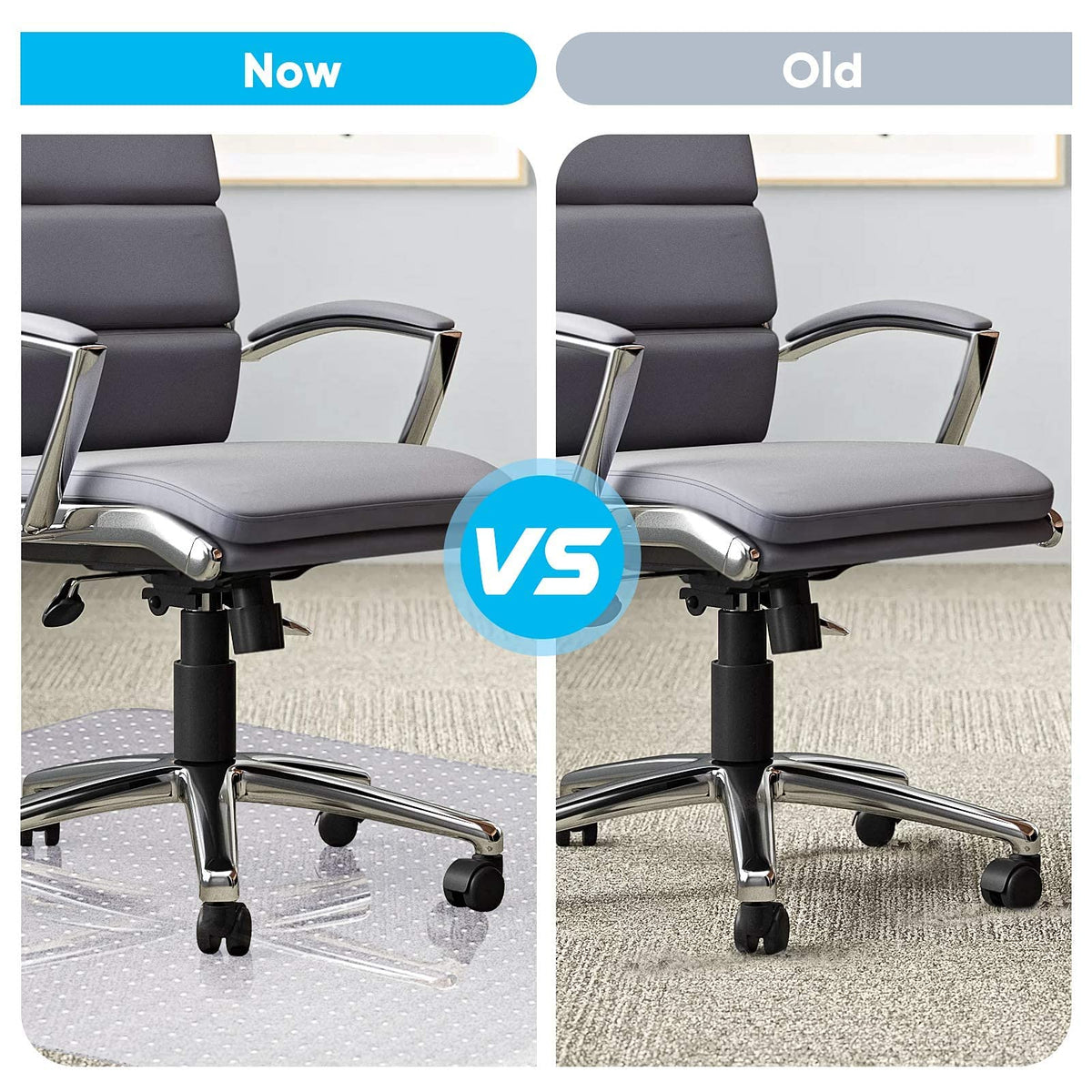 Rectangular Chair Mat for Carpet Protection, Clear Transparent PVC Floor Carpet Protector