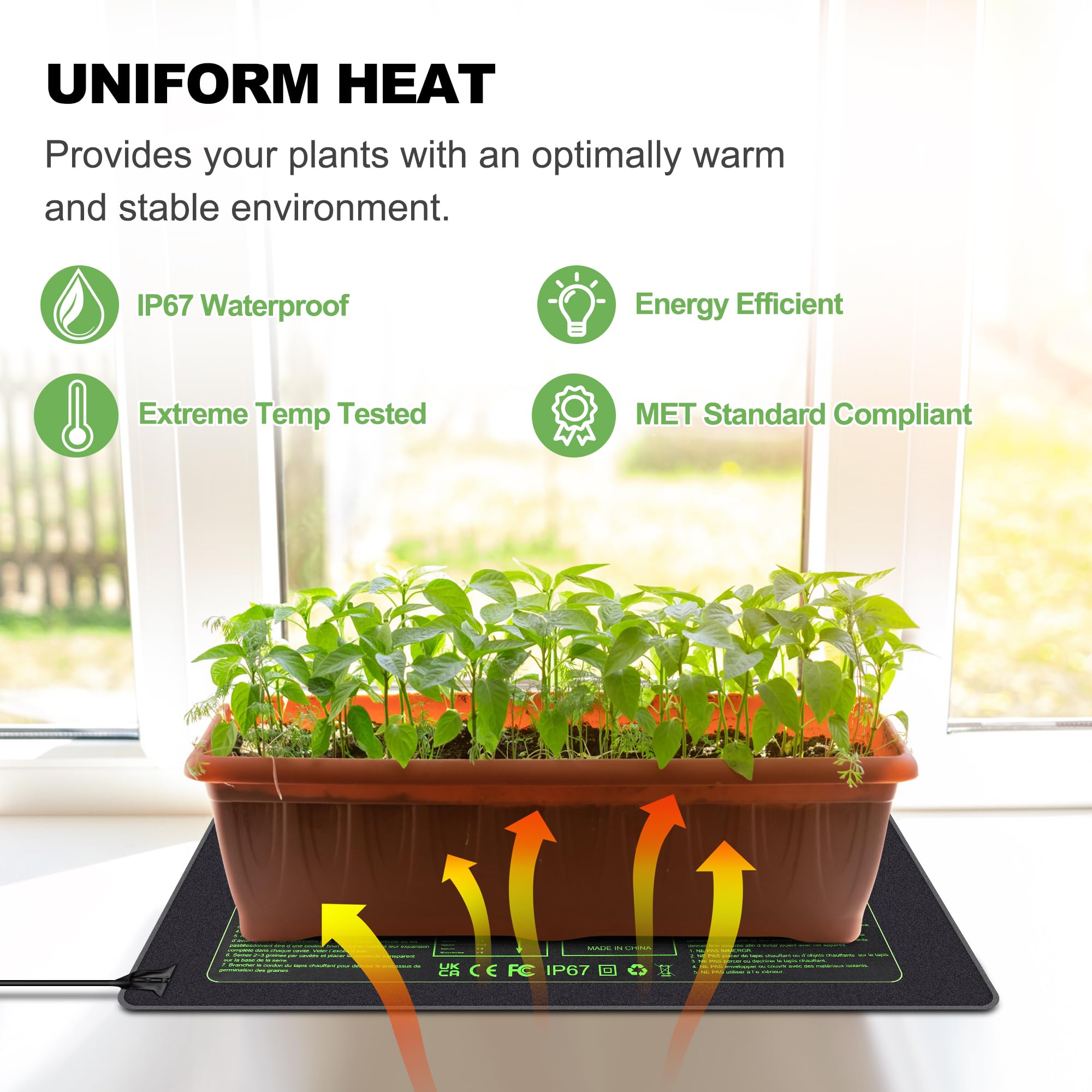 Hyindoor Seedling Heat Mat with Thermostat | Waterproof Plant Warming Mat