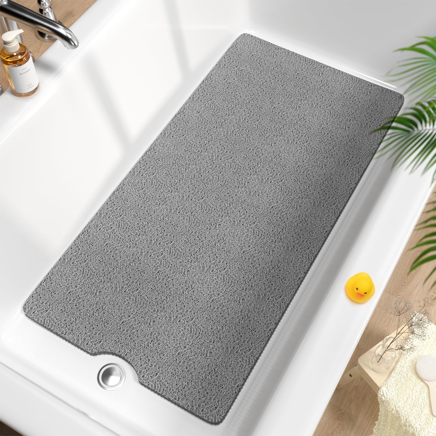 HITSLAM Non-Slip Bath Mat | 101x51cm Extra Long Loofah Shower Mat