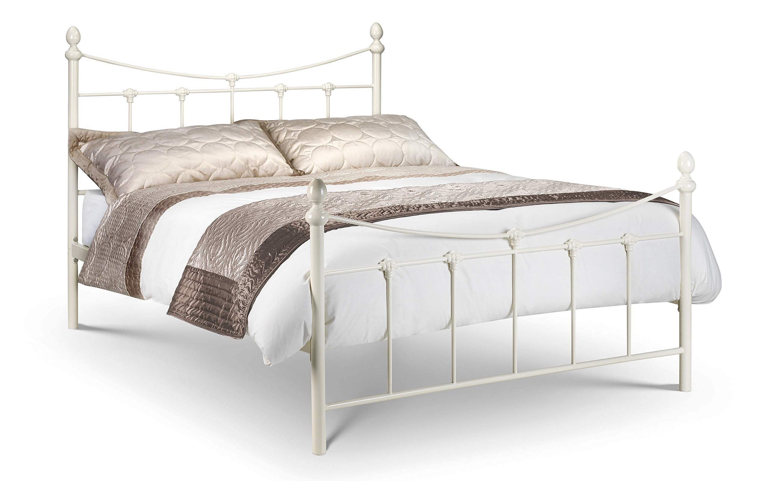 Julian Bowen Rebecca King Size Metal Bed Frame – Stone White Satin