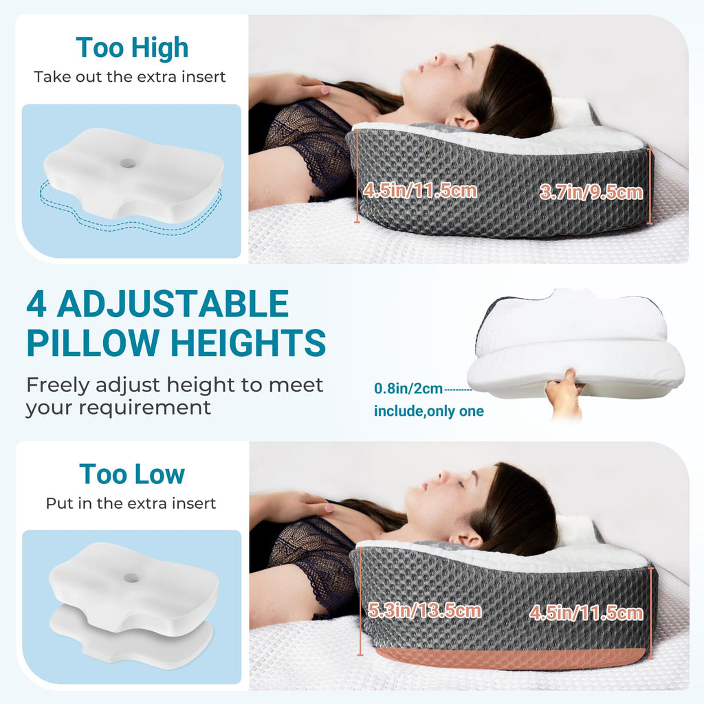 Elviros Cervical Memory Foam Neck Pillow | Adjustable Orthopedic Support