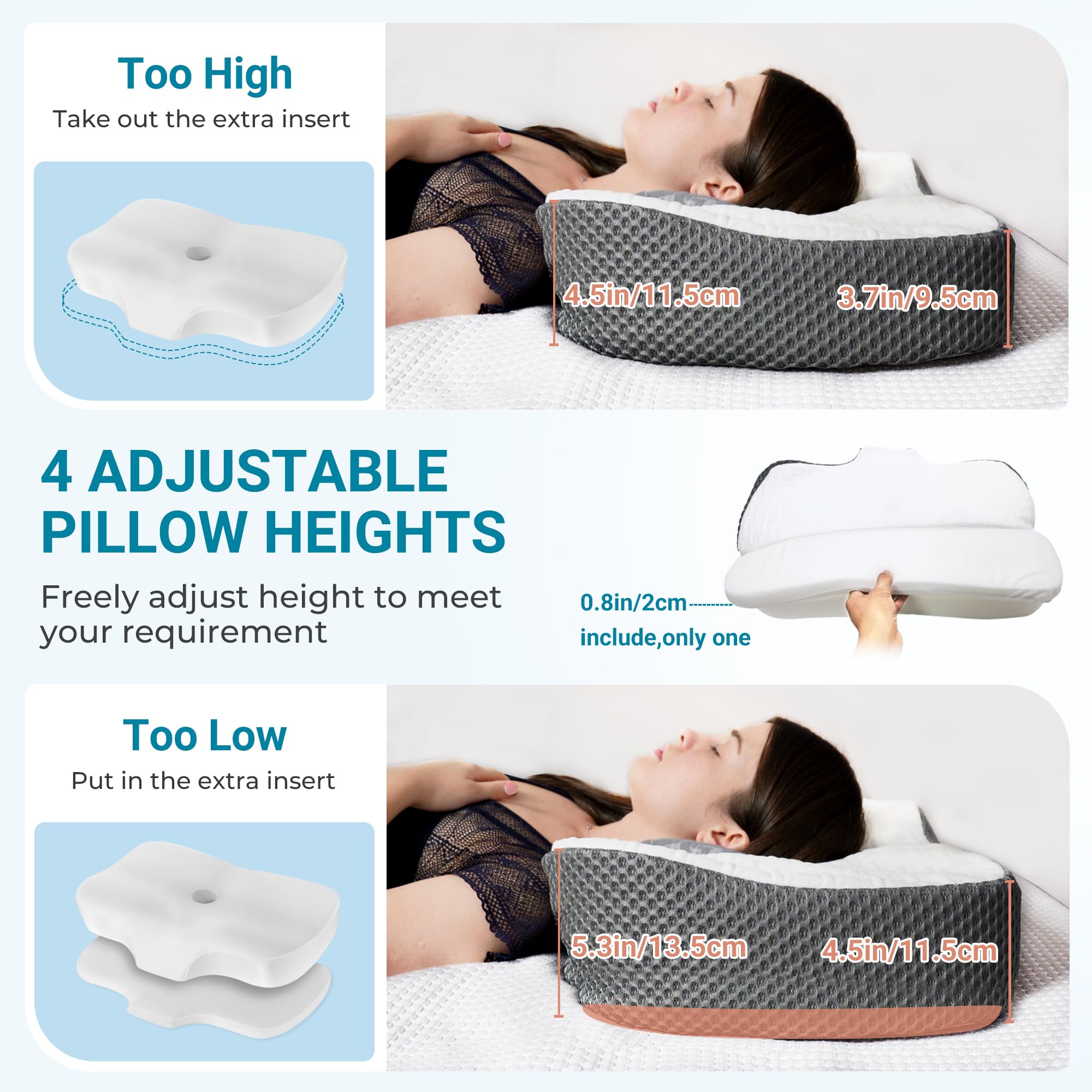 Elviros Cervical Memory Foam Neck Pillow | Adjustable Orthopedic Support