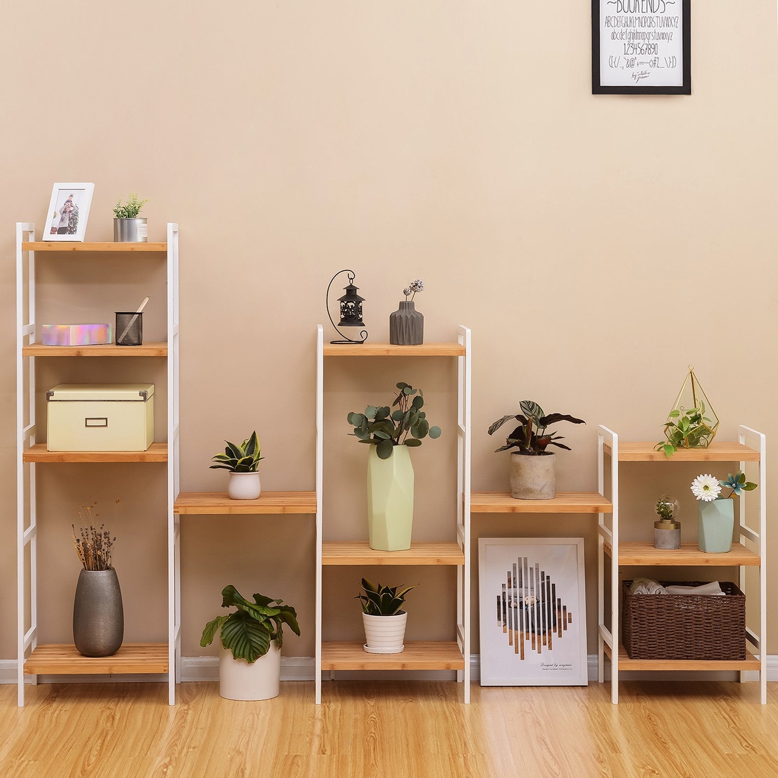 SONGMICS 3-Tier Bamboo Storage Rack | Adjustable Shelving Unit, Natural