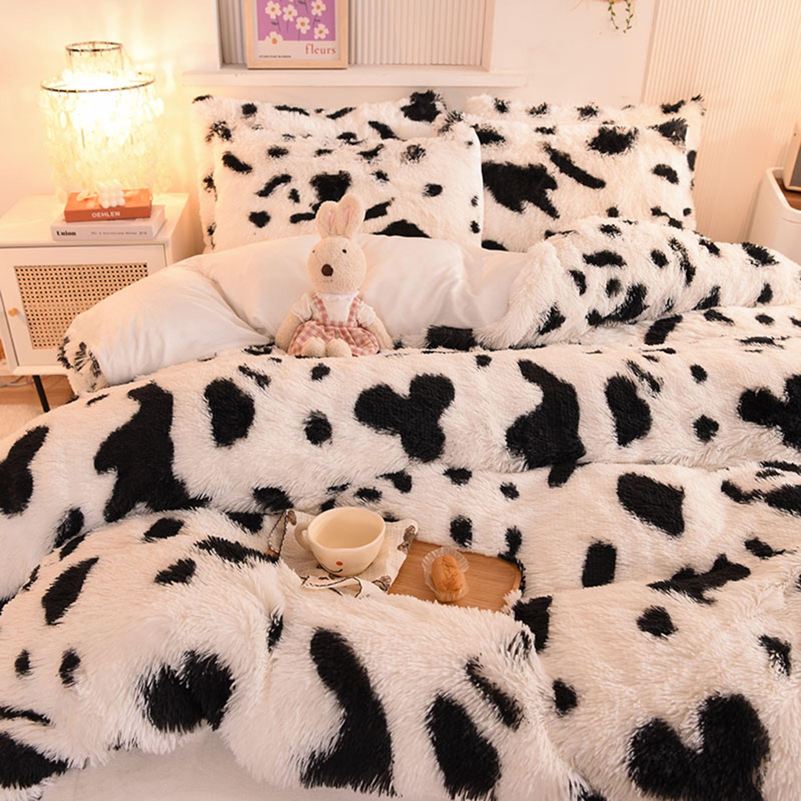 ZIQINPSQ Plush Shaggy Duvet Cover Set | Tie Dye Faux Fur Bedding – King