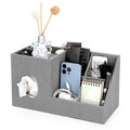 BTSKY Linen Grey Desktop Organizer | 2-in-1 Tissue Box and Remote Holder